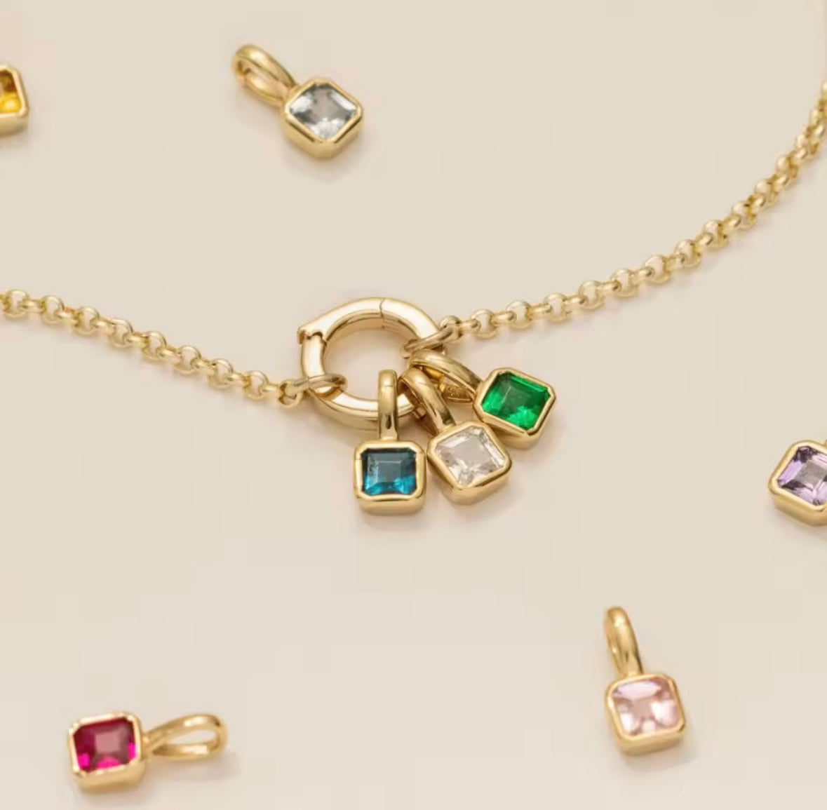 Custom Multi-charm birthstone necklace