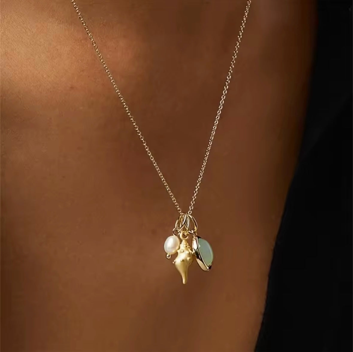 Triple charmed necklace
