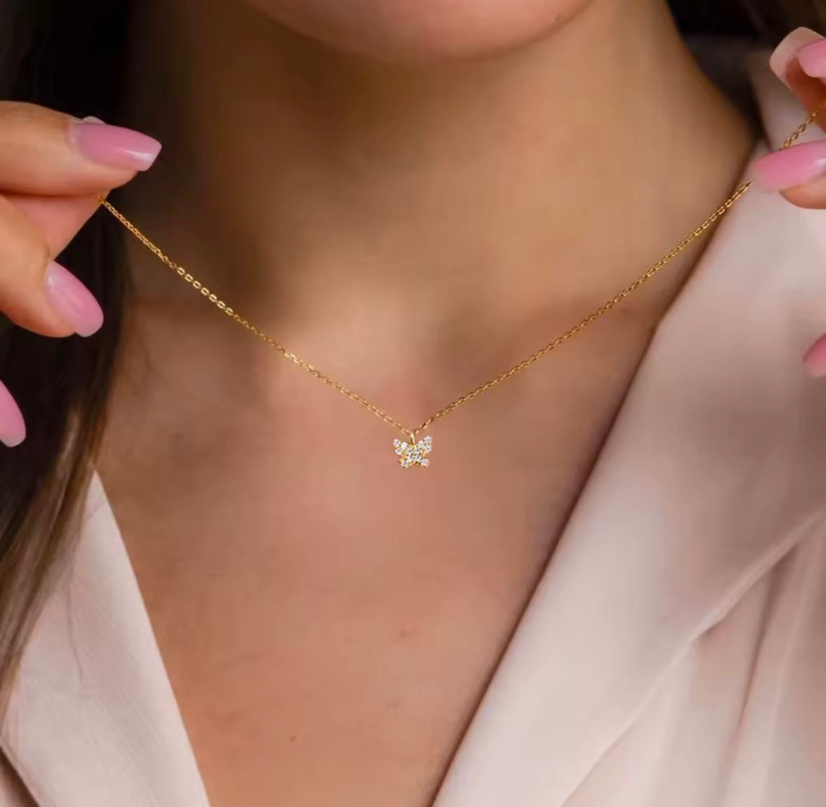 Gold butterfly necklace