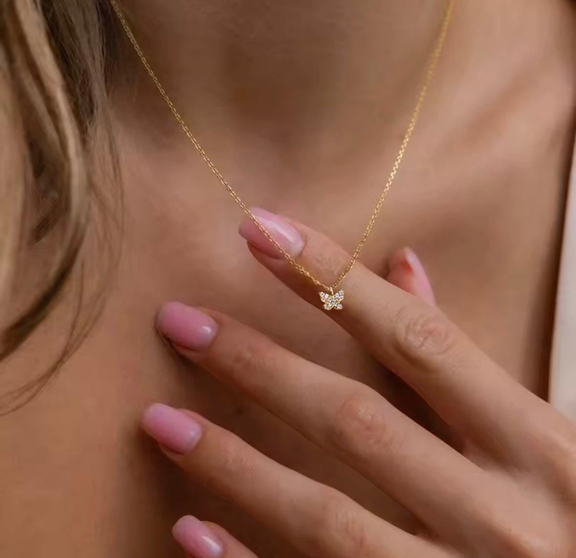 Gold butterfly necklace
