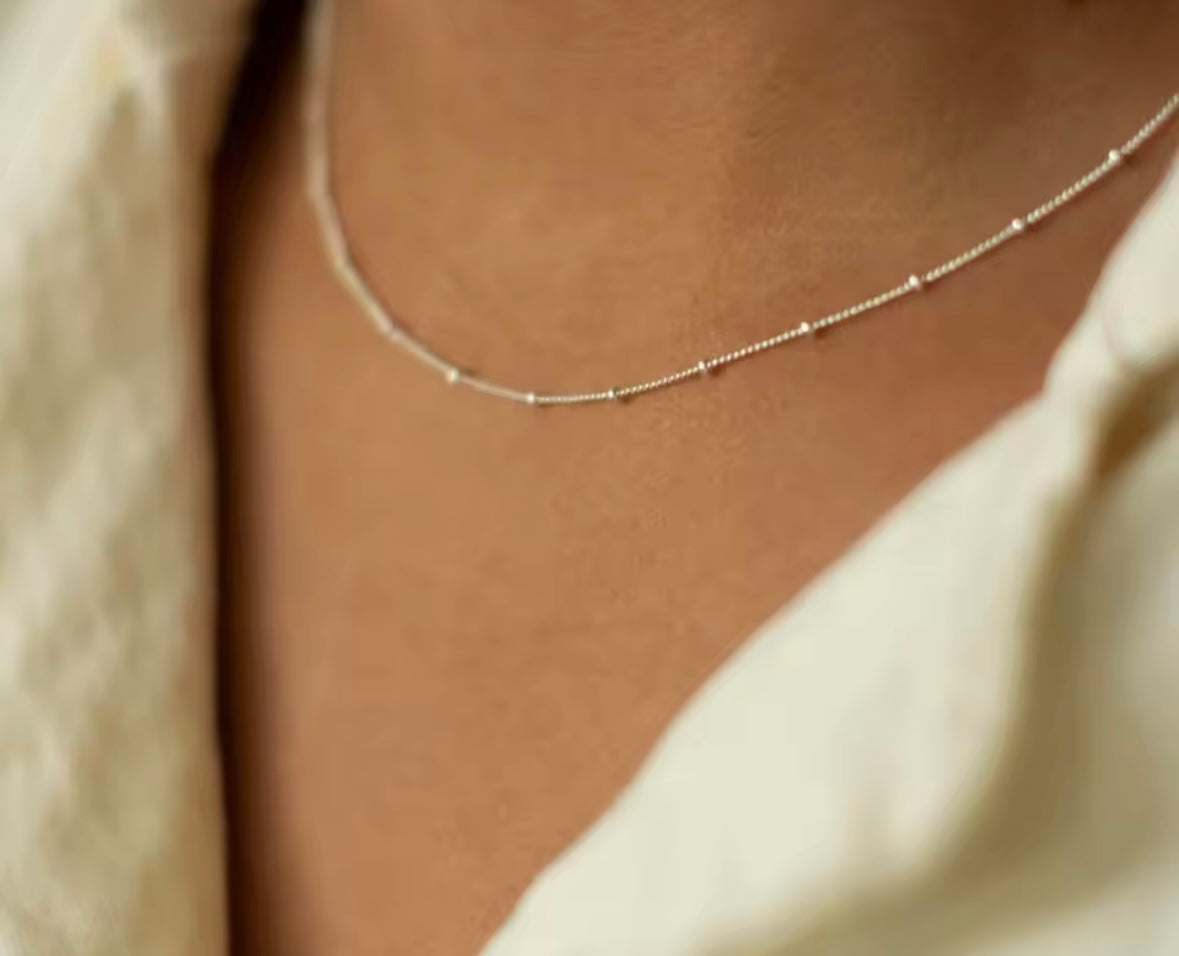 Silver bead chain necklace