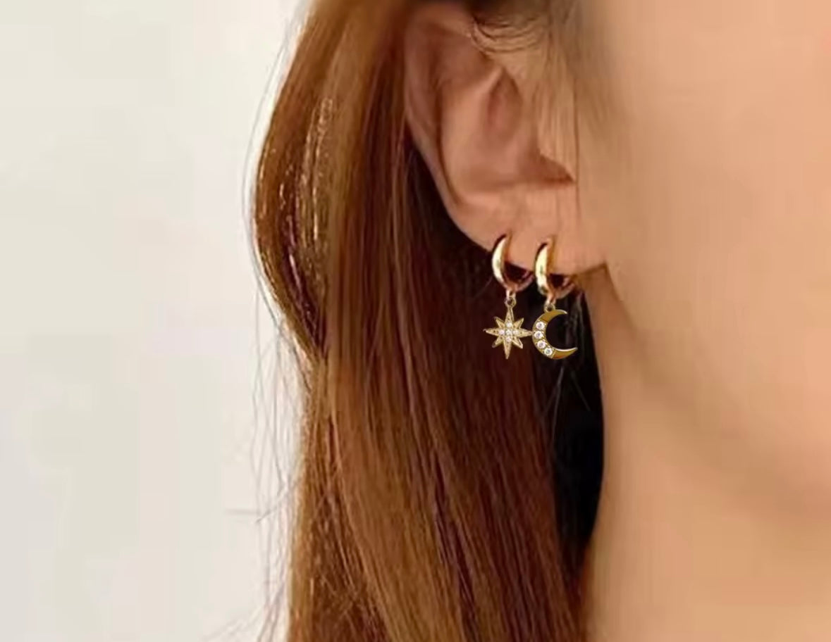Moon and star earrings