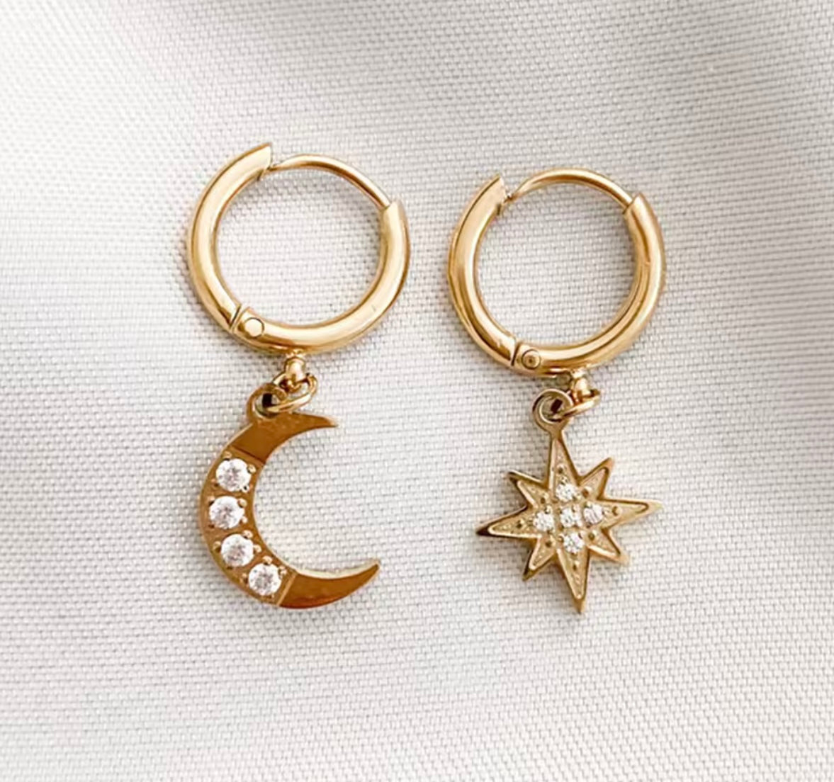 Moon and star earrings