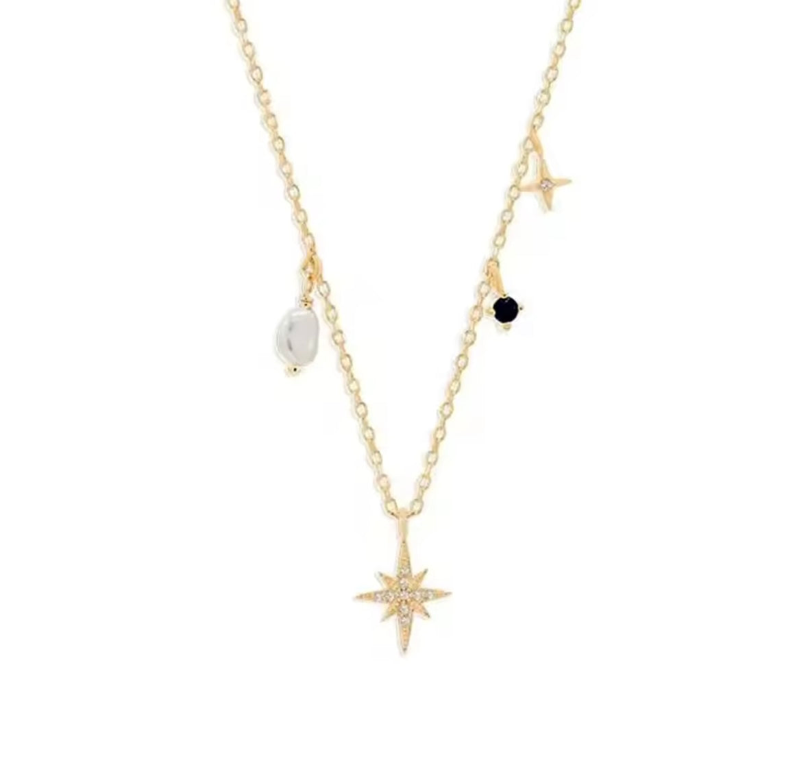 Pearl and star necklace