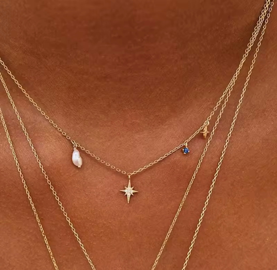 Pearl and star necklace