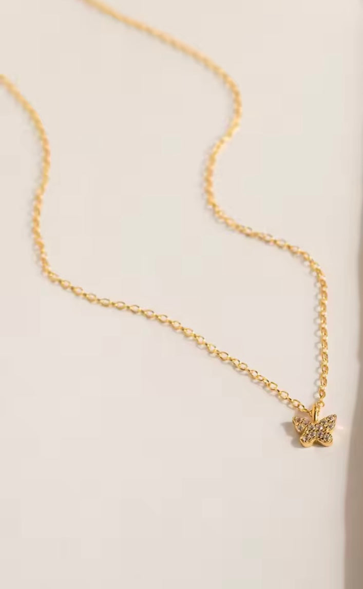 Gold butterfly necklace