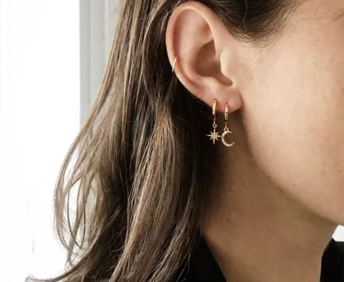 Moon and star earrings