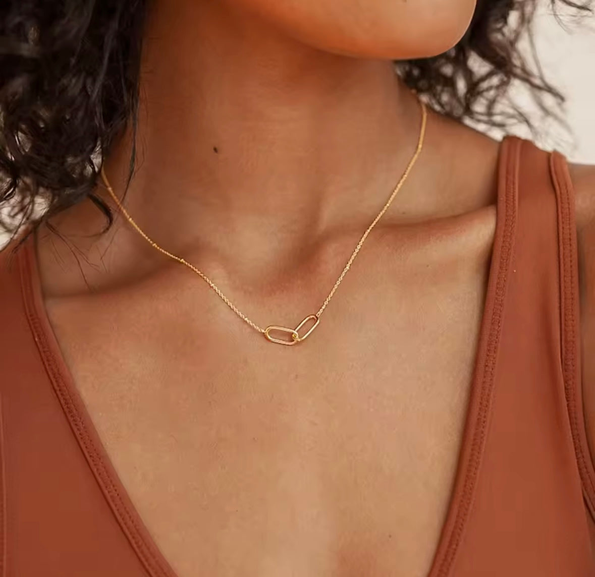 Paperclip linked infinity necklace