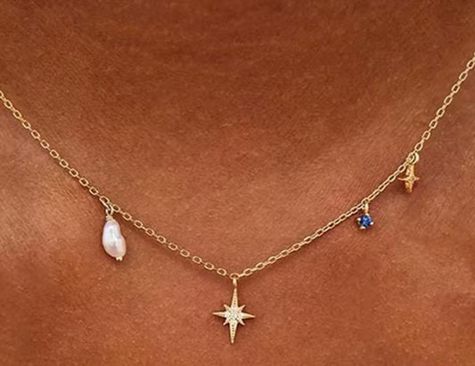 Pearl and star necklace