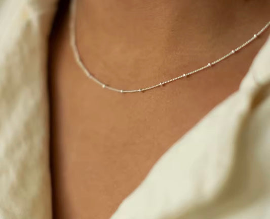 Silver bead chain necklace