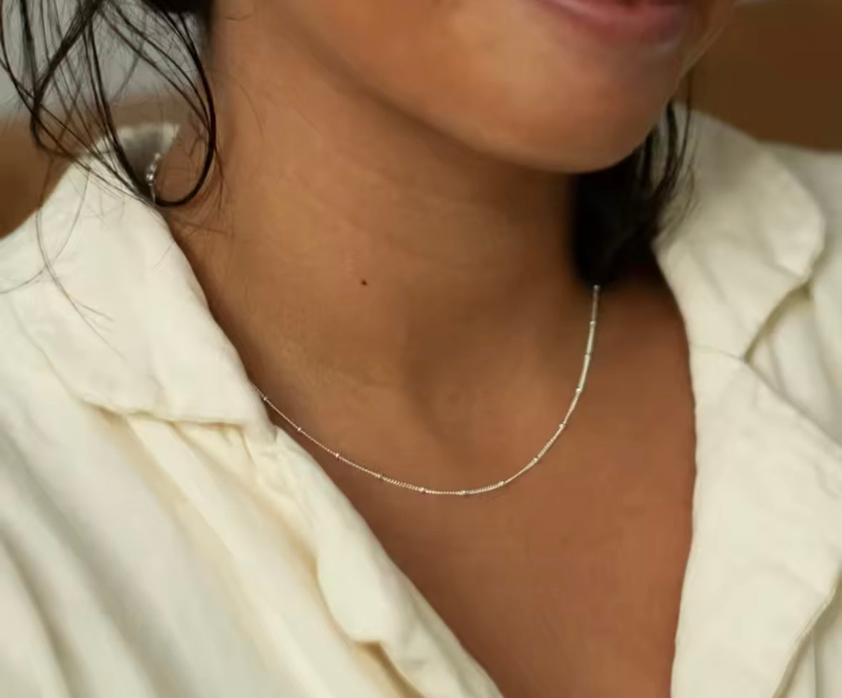 Silver bead chain necklace